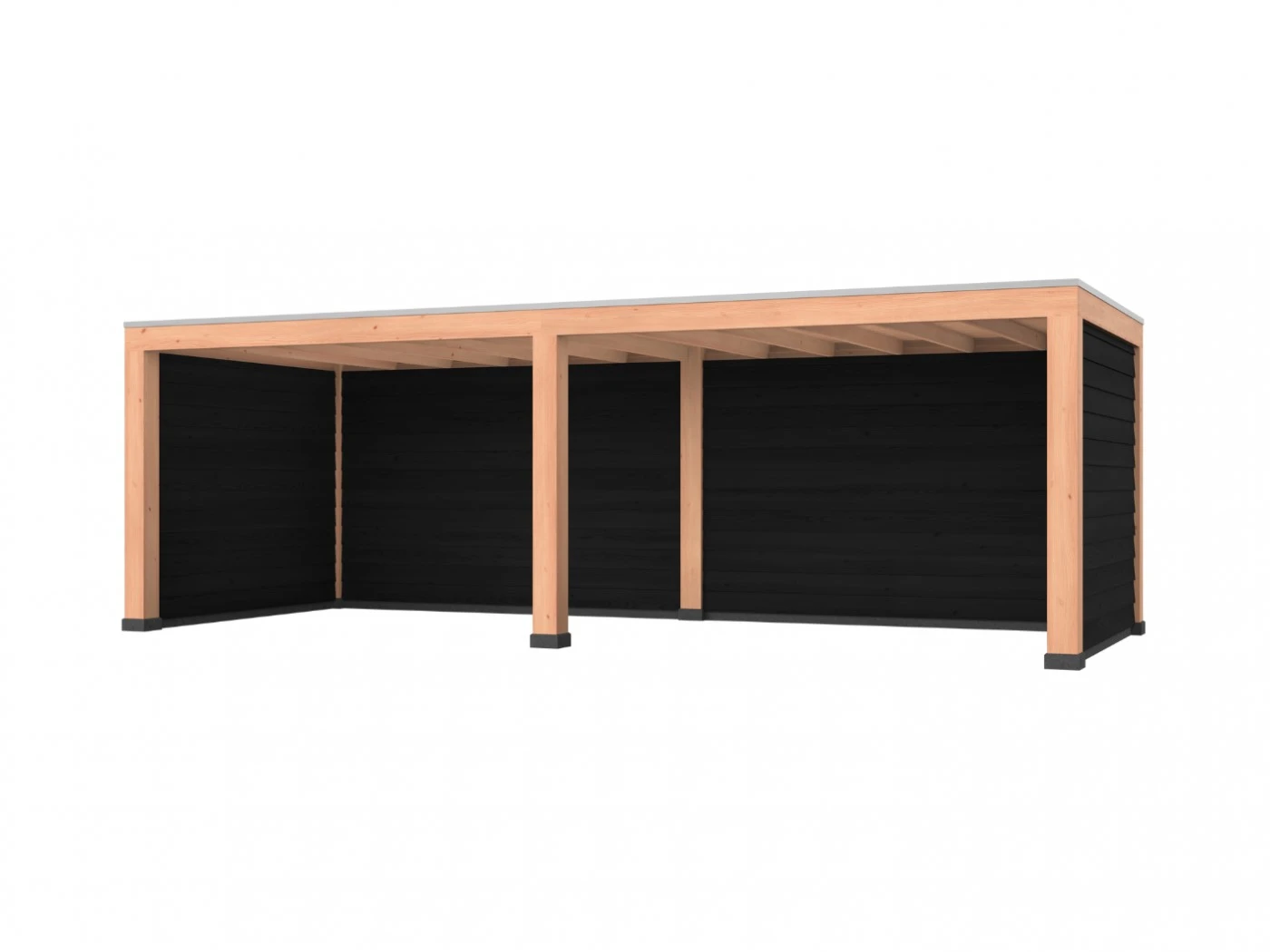 Douglas overkapping, 750 x 300, met achterwand en twee zijwanden, Westwood Robuust zwart - Afbeelding 1